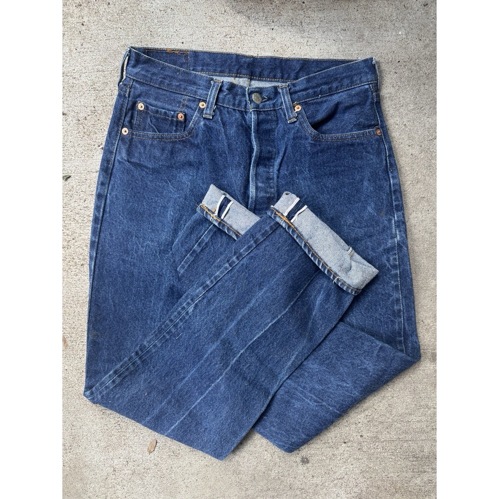 Vintage 70s 80s Levi's 501 Denim Jeans Redline Selvedge 30x33 Dark #6 Stamp